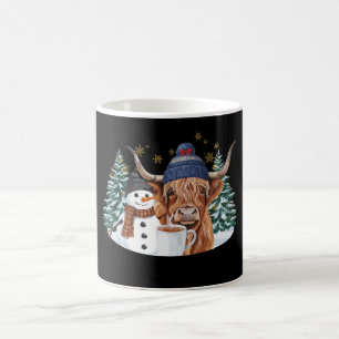 Taza De Café Muñeco de nieve de vaca de las Highlands Cacao cal