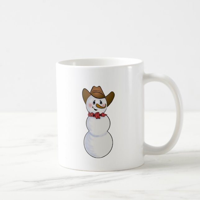 Taza De Café Muñeco de nieve del vaquero con el pañuelo rojo (Derecha)