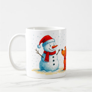 Taza De Café Muñeco de nieve divertido y perro invierno