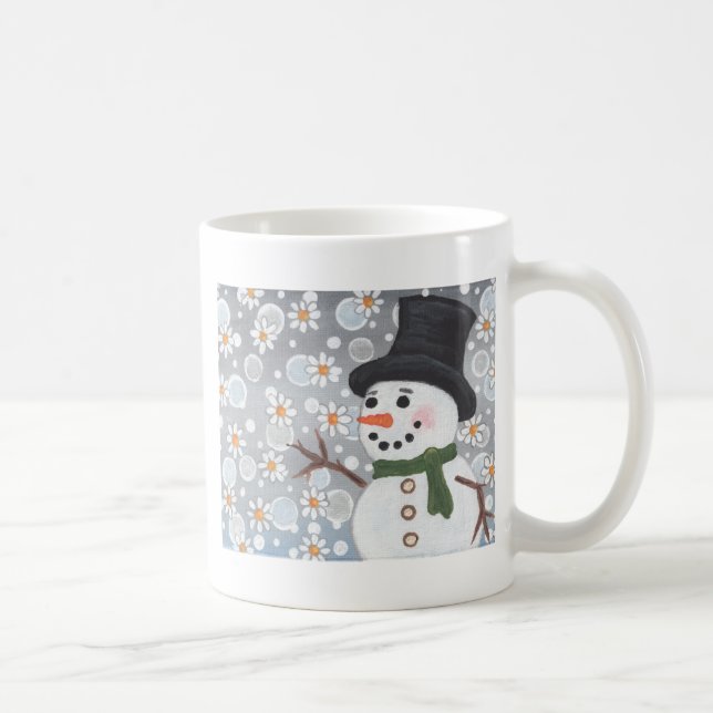 Taza De Café Muñeco de nieve en una nevada (Derecha)