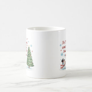 Taza De Café Muñeco de nieve juguetón y árbol de pino Feliz Nav