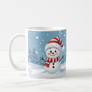 Taza De Café Muñeco de nieve lindo con bufanda y sombrero