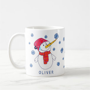 Taza De Café Muñeco de nieve lindo con dibujo de copo de nieve 