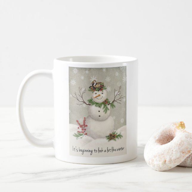 Taza De Café muñeco de nieve moderno del invernadero del (Con donut)