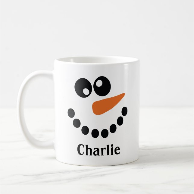 Taza De Café Muñeco de nieve monogramado (Izquierda)