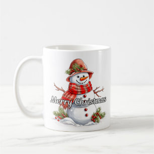 Taza De Café Muñeco de Nieve Pequeño Arropado Feliz Navidad