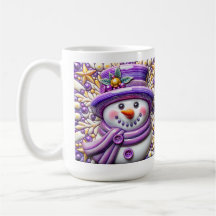 Muñeco de nieve púrpura 3D de Navidad