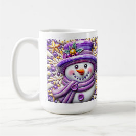 Taza De Café Muñeco de nieve púrpura 3D de Navidad