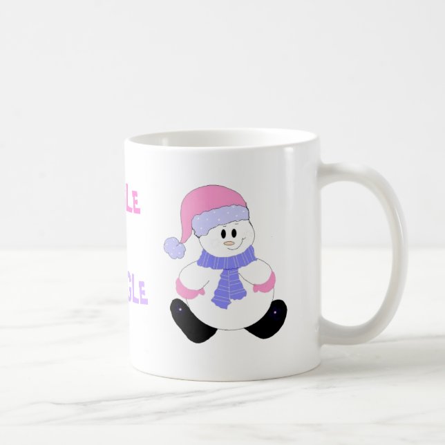 Taza De Café Muñeco de nieve que tintinea de rosa (Derecha)