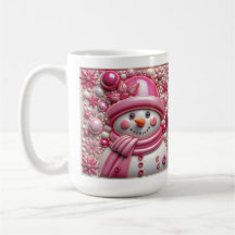 Muñeco de nieve rosa 3D de Navidad