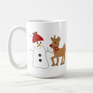 Taza De Café Muñeco de nieve y un reno