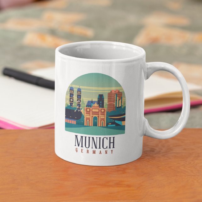 Taza De Café Múnich Alemania Canvas (Munich Germany vintage travel mug)