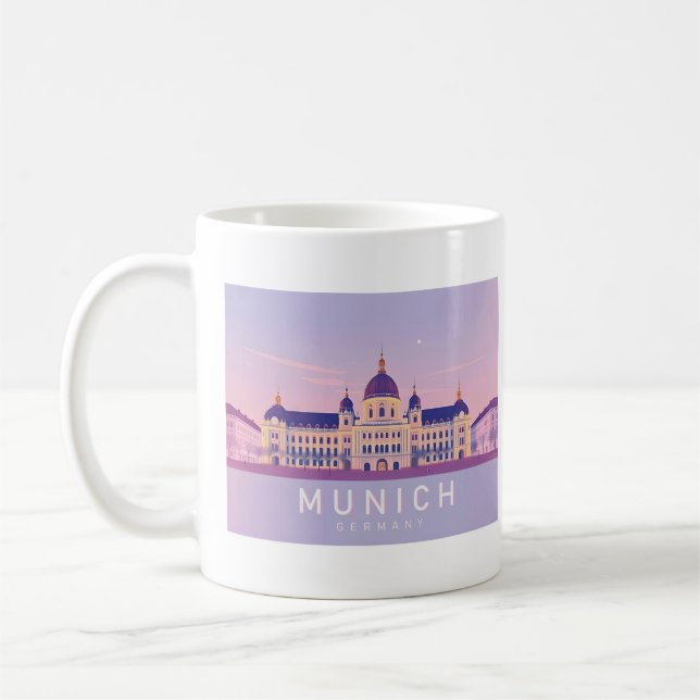 Taza De Café Munich Alemania Pastel Travel Design (Izquierda)