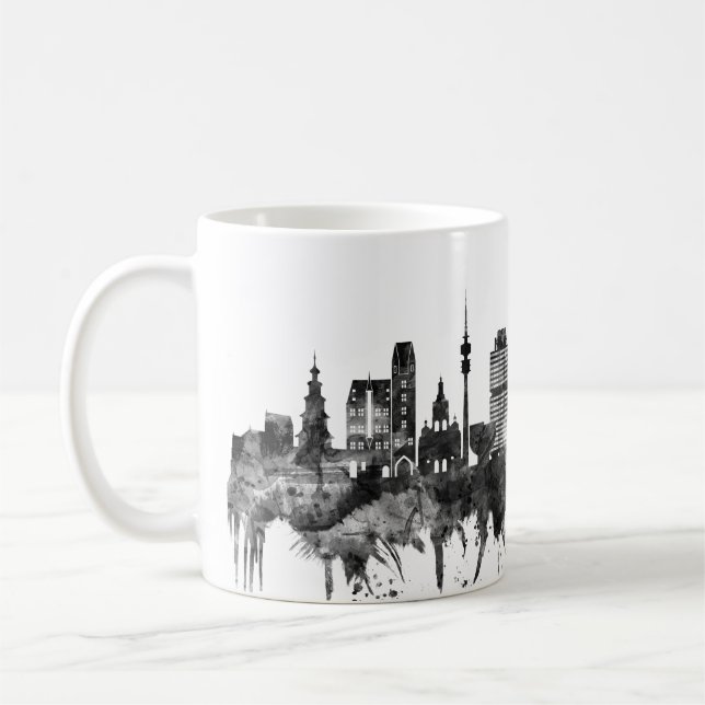 Taza De Café Múnich Alemania Skyline BW (Izquierda)