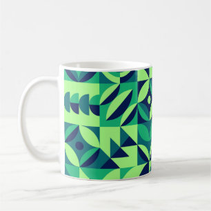 Taza De Café Mural geométrico: diseño vintage moderno.