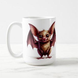 Taza De Café Murciélago de dibujos animados lindo con sonrisa a