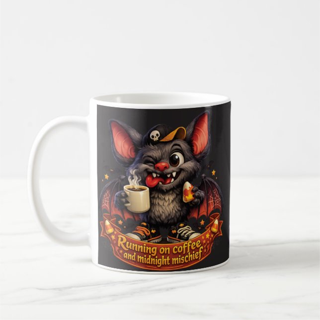 Taza De Café Murciélago Divertido (Izquierda)