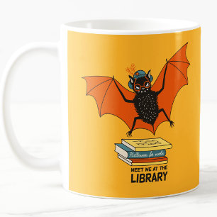 Taza De Café Murciélago Lector Bibliotecaria Caprichosa con L