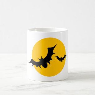 Taza De Café Murciélagos de Halloween Silueta Luna Llena