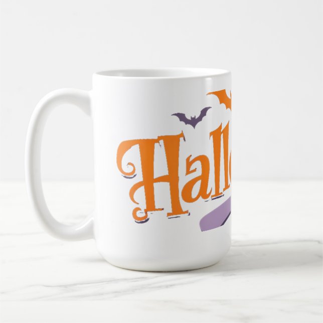 Taza De Café Murciélagos de Halloween y calabaza (Izquierda)