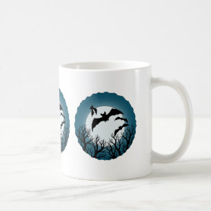 Taza De Café Murciélagos y árboles contra la luna