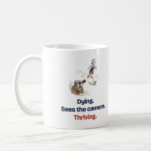 Taza De Café Muriendo. La cámara ve prosperar Mujer corredor di