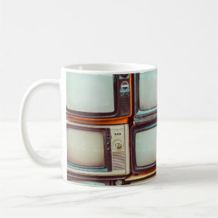 Taza De Café Muro de la televisión retro colorida