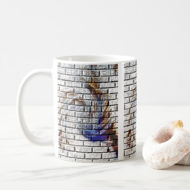 TAZA DE CAFÉ MURO DE LADRILLO (Con donut)