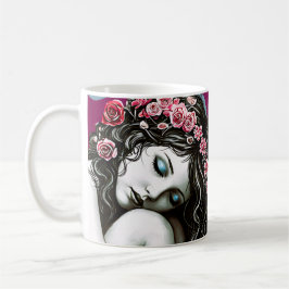Taza De Café Musa floral de la corona - Retrato caprichoso de l
