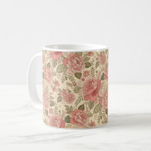 Taza De Café Musa Floral Polvorienta - Estilo Batik Rosa Polvo
