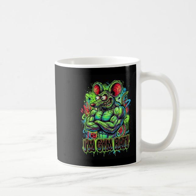 Taza De Café Muscular Gym Rat Bodybuilder Graffiti Workout Fitn (Derecha)