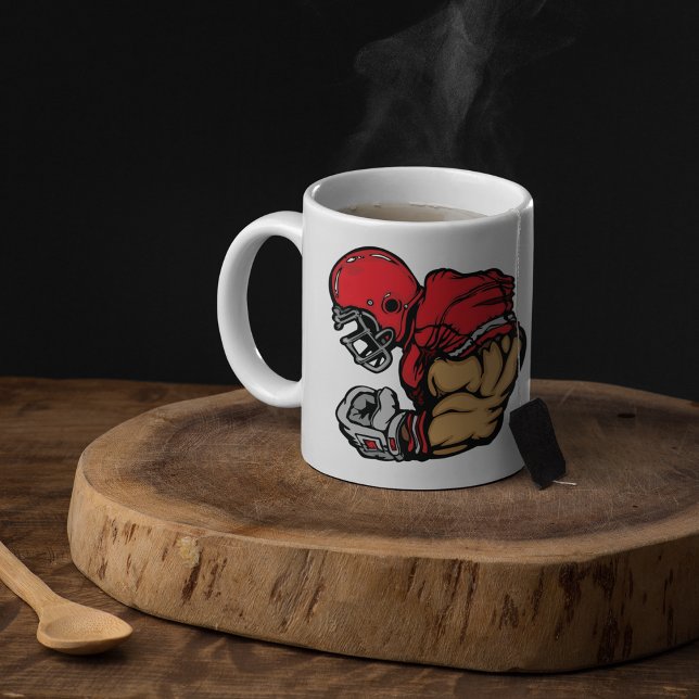 Taza De Café Músculo del casco rojo del guerrero del fútbol dur (Subido por el creador)