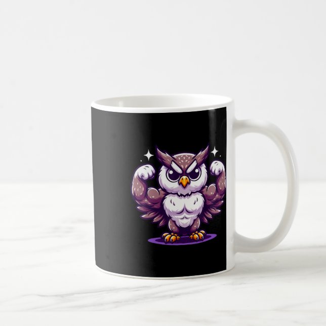 Taza De Café Músculos flexantes de búho hincha amante Bodybuild (Derecha)