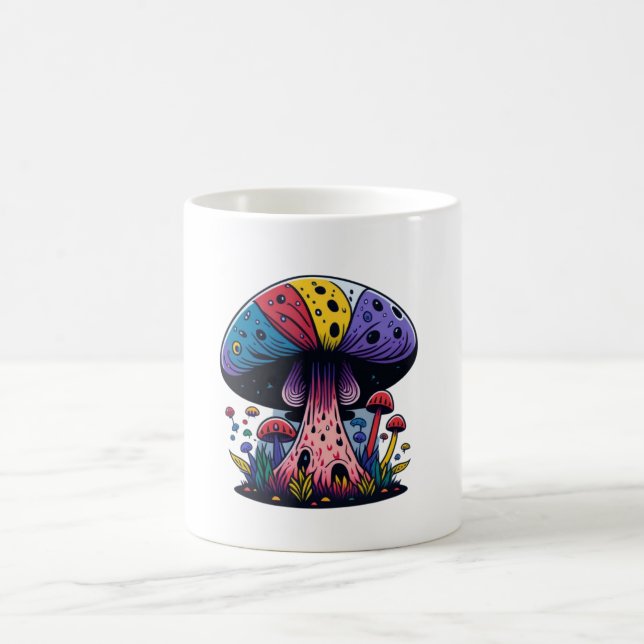 Taza De Café Mushroom Mania Colorful Painting Vivid (Centro)
