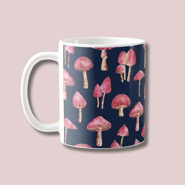 Taza De Café Mushroom rosa (Pink mushroom patterned coffee mug)