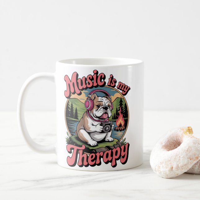 Taza De Café Music Is My Therapy Ceramic Mug (Con donut)