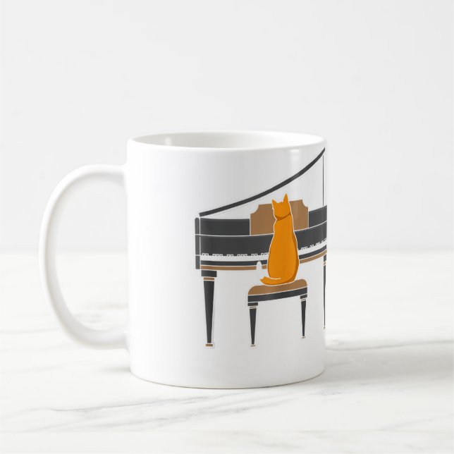 Taza De Café Music Lover Cat Playing Piano (Izquierda)