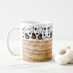 Taza De Café Music Notes Guitar Mug