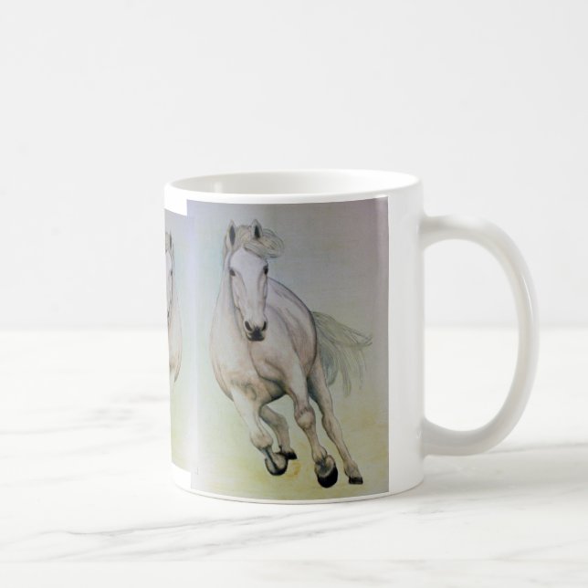 Taza De Café Música blanca clásica y "caballo blanco" (Derecha)