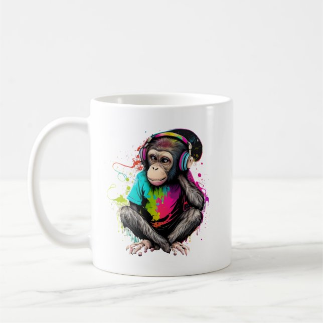 Taza De Café Música de escucha de monos, música obsesionada con (Izquierda)