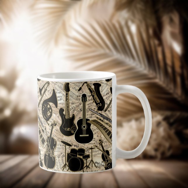 Taza De Café Música de hojas e instrumentos Black/Gold ID481 (Subido por el creador)