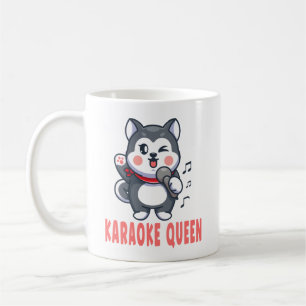 Taza De Café Música de Karaoke Divertida Perro Amante Husky Sib