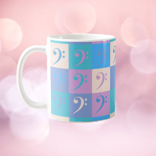 Taza De Café Música de Patrón de Clave de Fa Colores Pastel