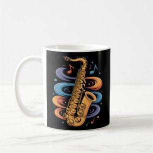 Taza De Café Música de Saxofón Colorida Flujo Jazz Instrumento