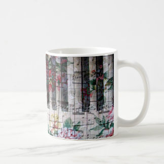 Taza De Café música de teclado floral de pianista vintage