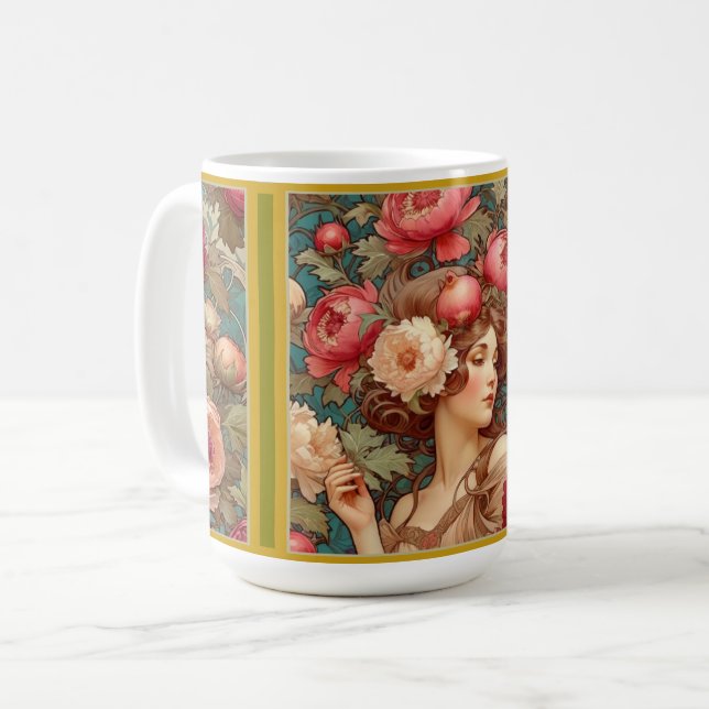 Taza De Café Música floral de Art Nouveau (Anverso izquierdo)