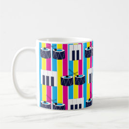 Taza De Café Música Musical Drums Piano Keys Música