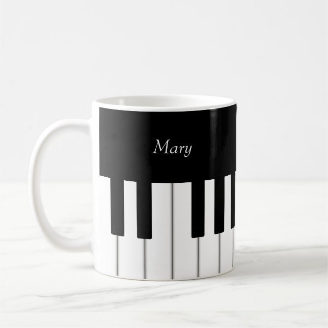 Taza De Café Música personalizada del teclado de piano clásico (Izquierda)