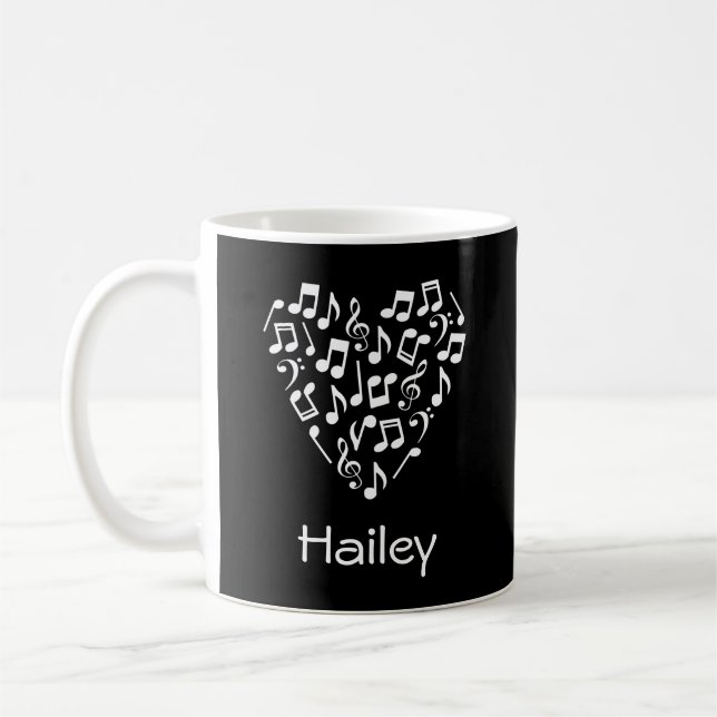 Taza De Café Música personalizada Heart Mug (negro) Café Mug (Izquierda)