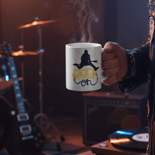 Taza De Café Música Retro Rock On Silueta de Músico Inspiradora